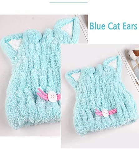 Mdoahny 2Pcs Microfiber Quick Drying Towel Wrap For Kids Girls, Kids Hair Towel Wrap, Cute Ears Cap Wrapped Bath Tool Hair Turban, Absorbent Hair Dry Hat Cap Lightweight Hat Headscarf, Blue And Pink #TOP7