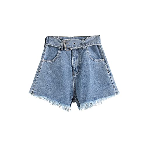 Short en jean à bords bruts pour femme hot pants denim coupe trapèze