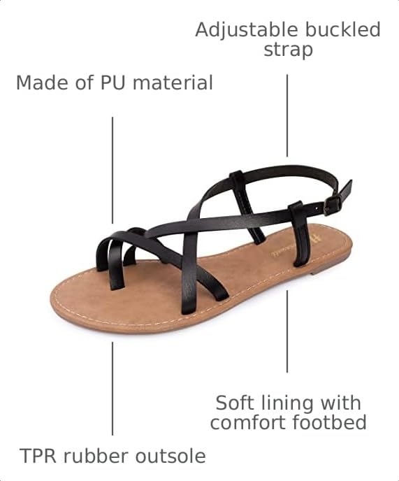 Image of Huayuanwell Women's Gladiator Flat Sandals Fisherman Strappy Sandals Ankle Strap Sandals