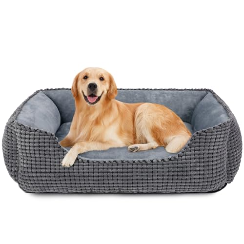 JOEJOY Hundebett Grosse Hunde, Hundebett Waschbar Flauschig Hundekorb, Weiches Plüsch-Hundebett,