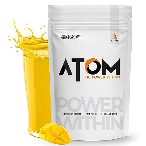 Image of AS-IT-IS ATOM Whey Protein Isolate 1kg | 30g protein, 6.1g BCAA & 13g EAA | Ultra Pure-Fast acting Protein |Mango Delight Flavor