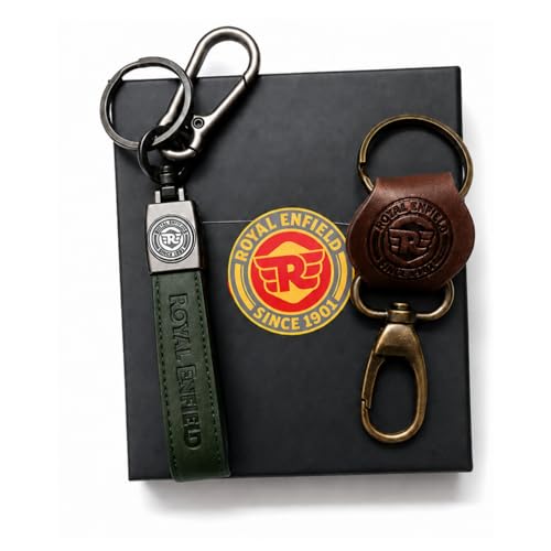 Image of Leather Strap Keychain, Embossed Logo Design, Durable Premium Key Ring for Bike Lovers & Gift Use