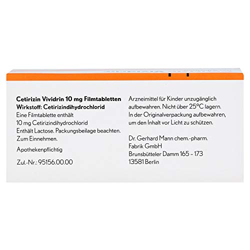 Vividrin CETIRIZIN Vividrin 10 mg Filmtabletten - 100 St Filmtabletten 13168959