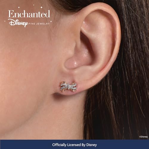 Jewelili Enchanted Disney Fine Jewelry 10K Rose Gold 1/10 CTTW Diamond Snow White Bow Earrings2