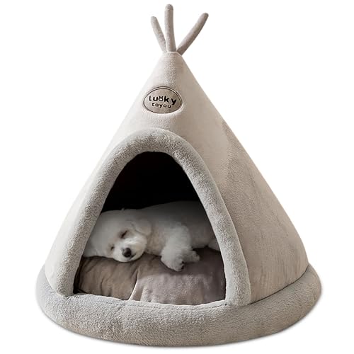 ALLSOPETS Katzenhöhlenbett, Indoor Hundehütte für Katzen Welpen Kleine Hunde, Warmes Winter Haustieâ€¦ – Miniatur