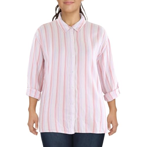 Image of Gloria Vanderbilt Women's Amanda Oversized Button Down Shirt with Roll-tab Sleeves