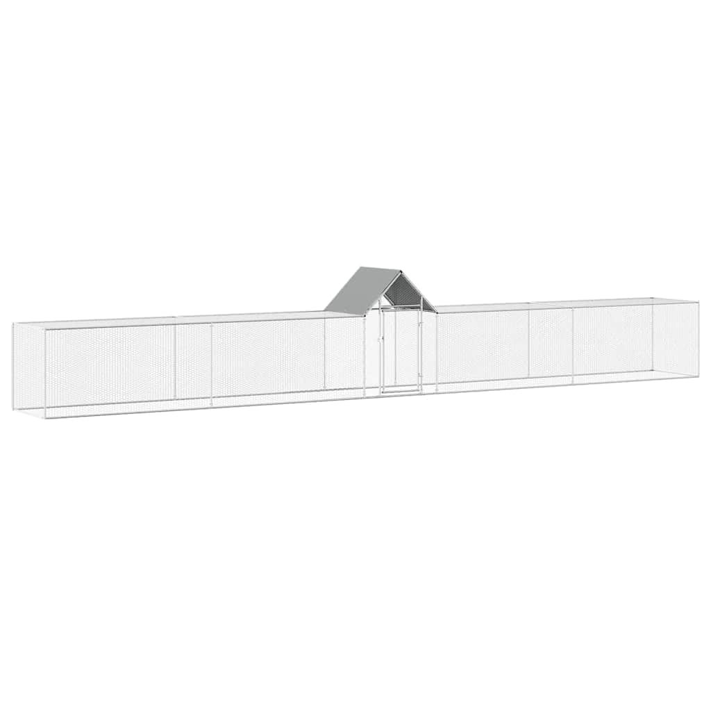 Gallinero de 9 x 1 x 1,5 m, de acero galvanizado, gran recinto para aves de corral, pollos, patos y gansos, jaula robusta para gallinas con puerta con cerradura y rejilla de alambre para el
