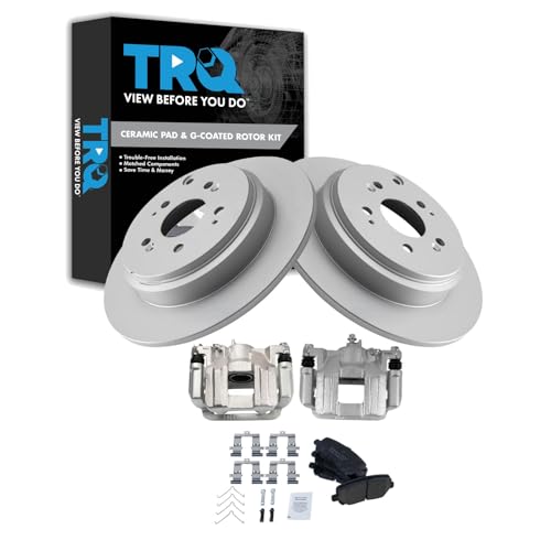 Image of TRQ Rear Brake Pad and Rotor Set Ceramic Solid Rotors G Coated Calipers | For 2011-2017 Honda Odyssey