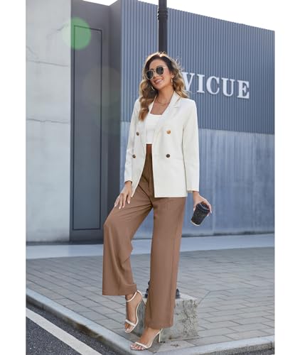 CZYINXIAN Women's Casual Business Work Wide Leg Pants Flowy High Waisted Suit Pants with Pockets3