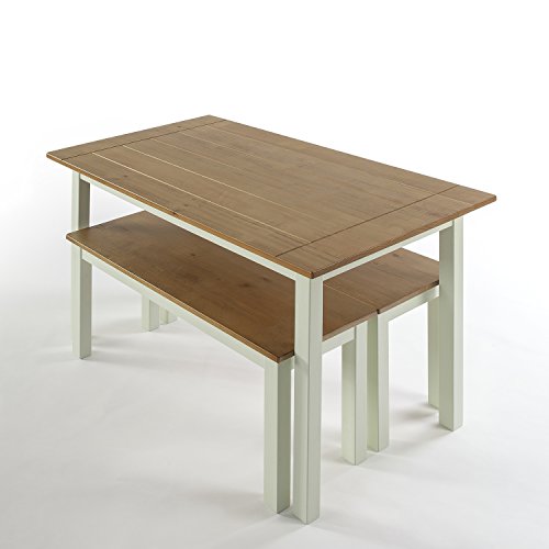 Zinus Becky Mesa de Comedor con 2 Bancos - Mesa 114x74x71 cm - Juego de Mesa de Comedor de Madera con Bancos - Juego de Cocina Estilo Granja 3 piezas - Blanco y Marrón 4 Zinus Becky Mesa De Comedor Con 2 Bancos - Mesa 114x74x71 Cm - Juego De Mesa De Comedor De Madera Con Bancos - Juego De Cocina Estilo Granja 3 Piezas - Blanco Y Marrón