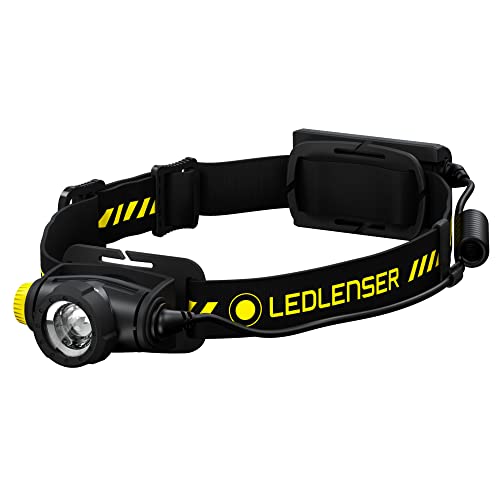 Ledlenser, H5R Work Rechargeable Headlamp, 500 Lumens, Advanced Focus System, Constant Light Output, Dimmable, Magnetic Charge System, Dustproof, Waterproof, Rubber Covers, Protective Lens