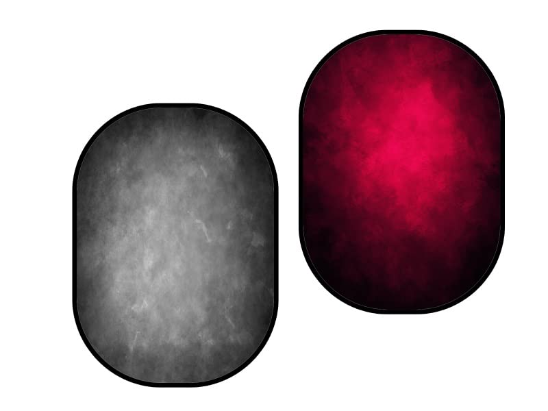 Kate Collapsible Backdrop Pop Up Photo Backdrops Grey Red Portable Background for Portrait Photography, for Video, for Live Stream, 5x6.5ft