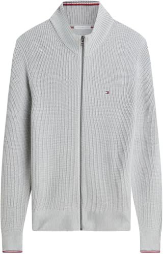Tommy Hilfiger RWB Mw0mw41517 Pull zippé côtelé pour Homme, Light Grey Heather, XXL