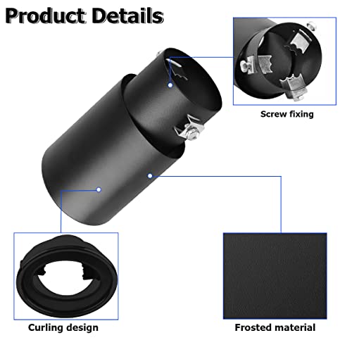 JNNJ Auto Auspuffblende Endrohr, Edelstahl Auto Auspuff Endrohr, Auto Schalldämpfer Endrohr, Schalldämpfer Sport Sportauspuff Endrohrblenden Blende（Gerade-Schwarz）