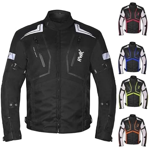 HWK Motorcycle Jacket for Men and Women Scorpion with Cordura Fabric for Enduro Motorbike Riding and Armor Foam Padding for Impact Protection, Dual Sport Motorcycle Jacket - All-Black, Small Cover