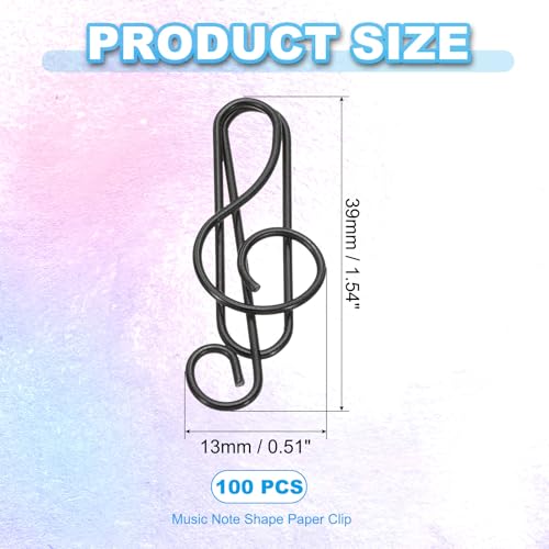 PATIKIL Clipe de papel fofo, 100 peças de clipe de papel em forma de nota musical clipe de metal eng