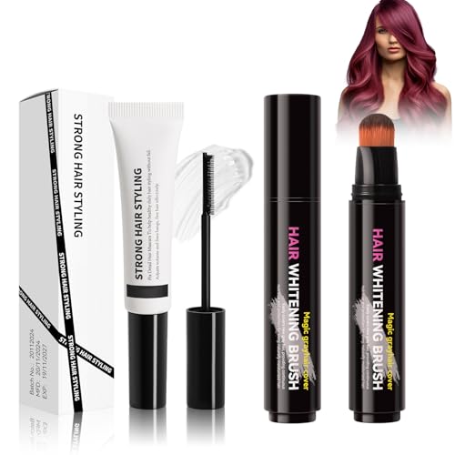 Pluma Temporal del Tinte del Pelo y Cera fijadora para pelos rebeldes, Tinte Para El Cabello, Tizas para el Pelo Temporales, Lavables, crea un color natural, coloración fácil, vino tinto, ranfabang-10