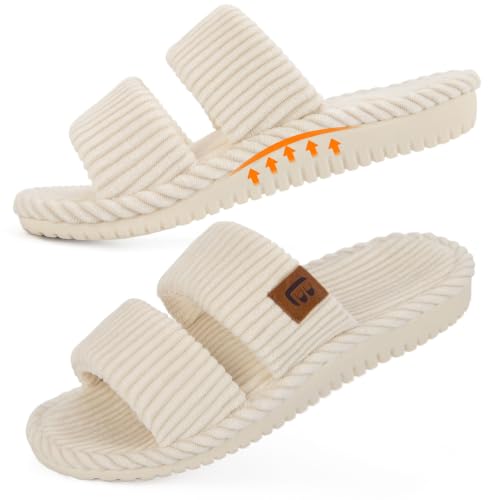 Image of LongBay Slippers for Women Memory Foam Open Toe Slide Indoor House Shoes Slip On Bedroom Comfy Gift