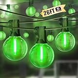 LAMPHOME Green St. Patrick's Day LED Outdoor String Light, 26Ft st Patrick's Day Patio Lights 12+1 Edison Shatterproof Bulbs(1Spare), Irish Theme Party Outside connectable for Backyard Porch Decor