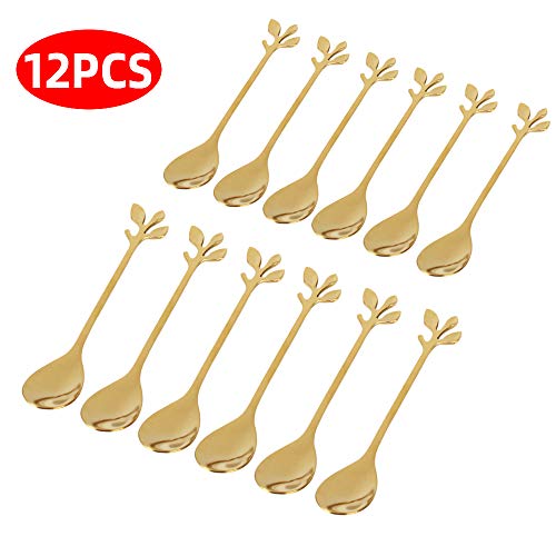 Gold Leaf Coffee Spoon Soup Spoons Sugar Spoons, Ice-Cream Tea Stirring Spoons 4.8