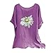 Produktbild WGNNAA Damen Leinenblusen Frühling Sommer Oberteile Kurzarm Leinen T-Shirt Lose Tops 2020 Neu Bluse Blumenmuster Druck Tunika Top Hemdbluse mit Rundhals