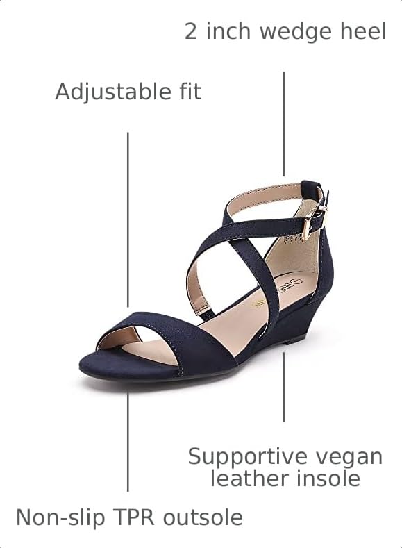 Image of DREAM PAIRS Women's Low Wedge Sandals Ankle Strap Heel Sandal Open Toe Wide Dress Summer Shoes
