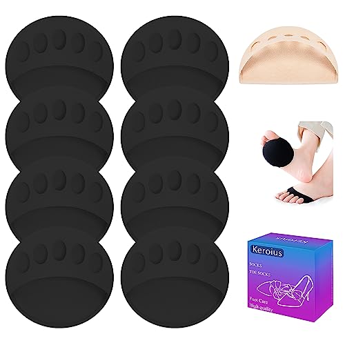 Image of 4 Pairs Honeycomb Fabric Forefoot Pads Women High Heels Invisible Socks High Heel Comfort Pads for Relieving Foot Fatigue Comfortable Non-Slip Corrective Toe Socks Pad (Black)