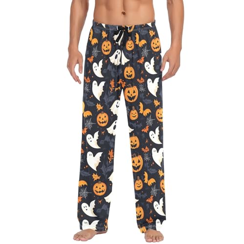 Pumpkin Spirits Men's Cotton Pajama Pants with Pockets and Drawstring Comfortable and Stylish,S2