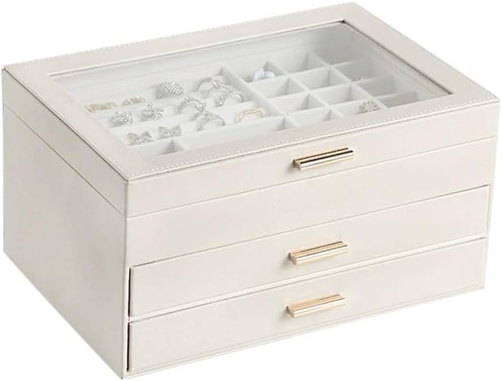 Piece of High-capacity Three-layer Jewelry Box Drawer Storage Earrings Necklace(E)