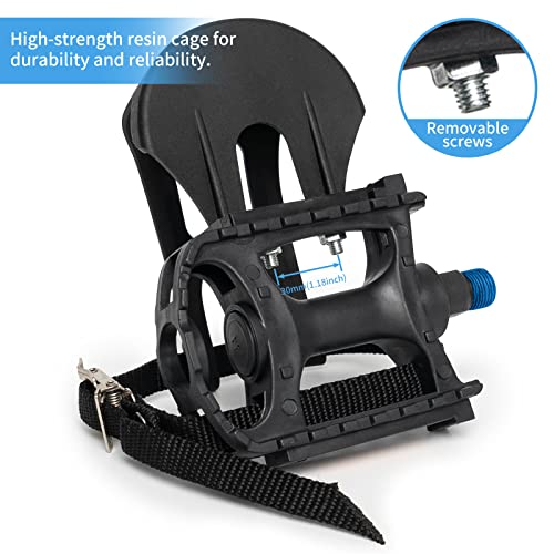 Alston Bike Pedals Removable Toe Cages - 9/16" Spin Bike Pedal With Straps And Toe Clips For Outdoor Cycling And Indoor Exercise Bike, Multi-Purpose Bicycle Pedals #TOP3