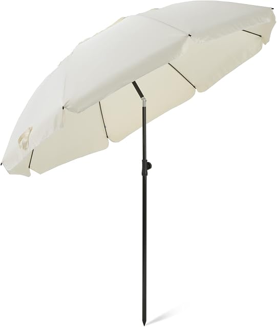 SA Products 2m Garden Parasol - Sun Shades for Garden, Outdoor Beach Umbrella with UV Protection - Adjustable Height, Tilting Feature - Lightweight & Portable Sunshade for Patio, Deck, Pool - Cream