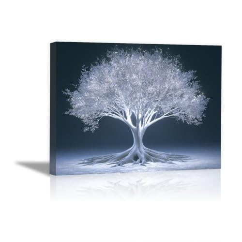Cuadro de árbol abstracto para decorar un salón nórdico en blanco y negro 1