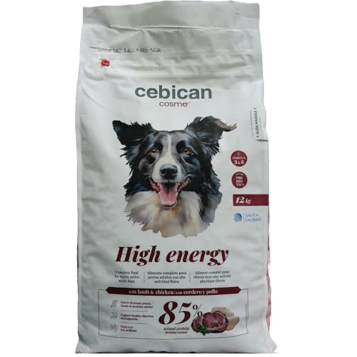 Pienso para Perros High Energy Sabor Cordero y Pollo 12kg - Cebican. Alimento Completo para Perros Adultos con Alta Actividad fisica. Rico en proteinas