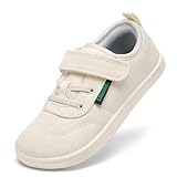 SAGUARO Niña Barefoot Niños Calzado Respetuoso Zapatillas Deportivas Zapatos Descalzos Minimalistas Ancho Flexibles Atmungsaktiv Bambas para Exterior y Interior Blanco Crema,Gr.29