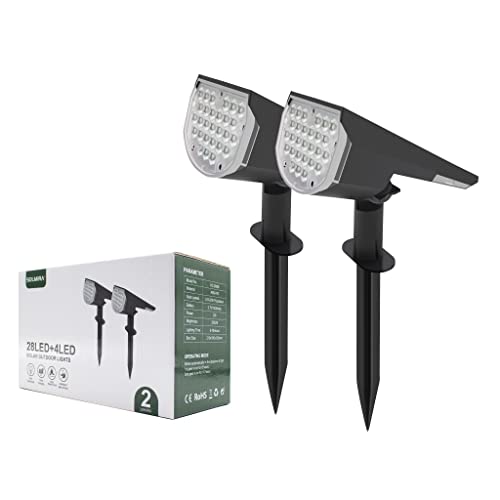 Luces Solares LED de Exterior, Pack de 2 Focos para Camino, 32 LEDs, Certificado CE y RoHS