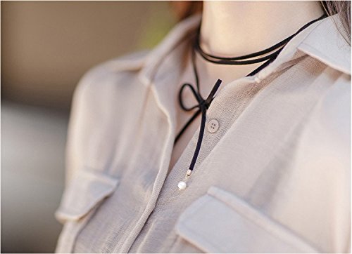 AKOAK 1Pcs Simple Lovely Tie Me Black Velvet Chain Stretch Choker Suede Wrap Necklaces for Women Girls
