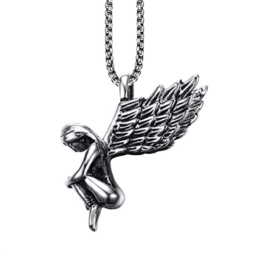 Colliers homme ailes d'anges en acier inoxydable noble et finitions ciselées