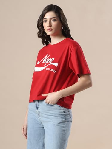 Image of Globus Women Green Printed Oversized T-Shirt-3638147001