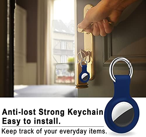 Aimtel Keychain Compatible with Apple Airtags Case Airtag Holder Air Tag Key Ring Air Tags Key Chain Protective Cases Loop Silicone Case for Luggage Dog Cat Pet Collar AirTag Case GPS Case 4 Pack