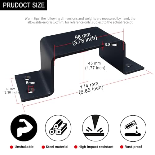 4 PCS 4" x 4" Strap Post Ties,14 Gauge(Thick 2 mm) Black Deck Fence Pole Tie Bracket for 4x4 Post by IronArtistry - Image 2