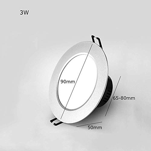 Lámpara de aluminio fundido downlights redondos panel plata plano 3W 6