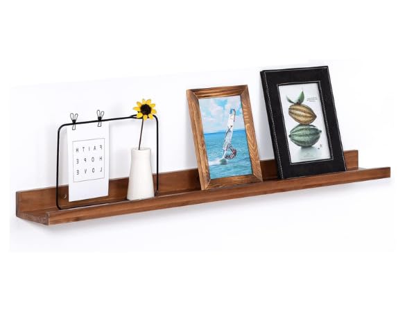 (Set of 1 30 Inch Light Walnut Color Wood Wall Floating Shelves for Wall Bookshelf Wall Mount Picture Photo Frames Display Rack with Ledge Decorative Storage Shelves-image-36
