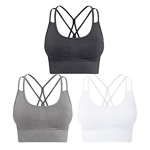 NAQKU Damen Sport BH Set Ohne Bügel Bustier Gepolsterter für Yoga Fitness...