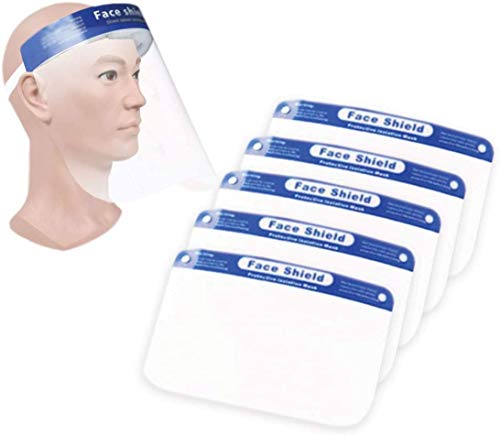 10 Pcs Ultra Clear Protective Full Face Plastic Shields to Protect Eyes Nose Mouth Anti-Fog Comfortable Elastic Band