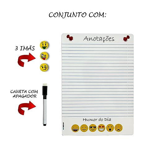 Organizar Magnético Imã De Geladeira Porta Recado Anotação Planejador com 3 Imãs Emoji