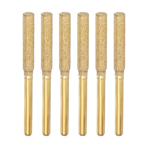 Image of sourcing map 6pcs Diamond Coated Chainsaw Sharpener Bits 5/32" 4mm Cylinder Head, Titanium Plated Electric Chain Saw Grinder