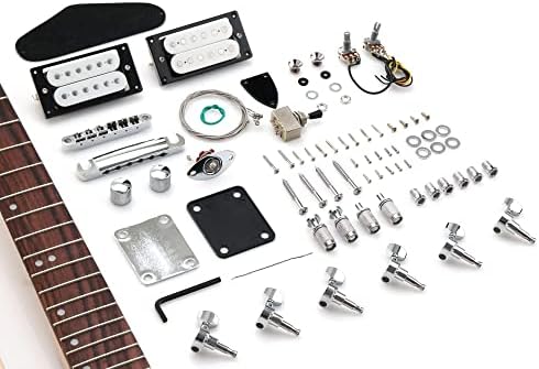 Rocktile 00038310 DIY Double Electric Guitar Construction Kit Do-It-Yourself, Basswood, Maple Screwed, Rosewood RR Style natural