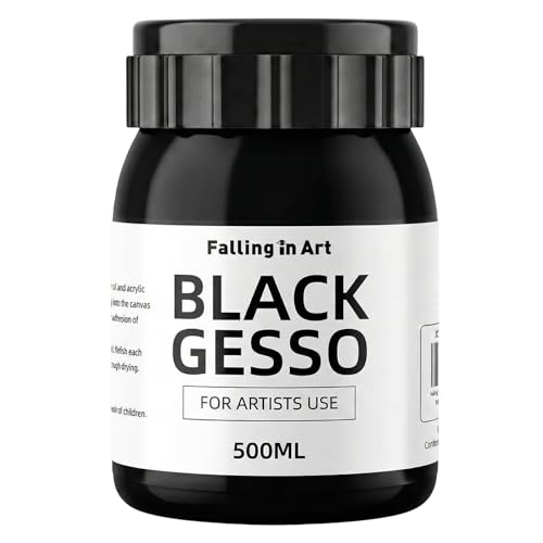 Falling in Art Black Gesso Primer for Acrylic Painting, 16.9Oz