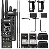 2 Pack BAOFENG DM-32 DMR Radio 10W Walkia Talkie GPS/APRS Two Way Raido USB-C Charging Multi-Band FM/AM WakieTalkie DM32 with Belt Clip and Dual Section Antenna (Black)