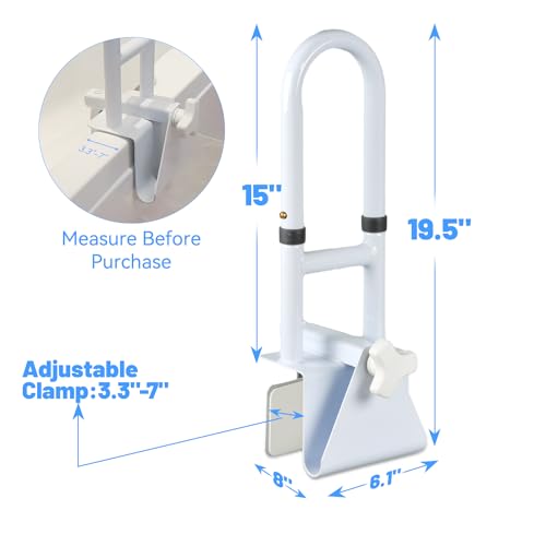 Icedeer BATHTUB RAIL-WHITE Adjustable Bathtub Grab Bars For Seniors, Tub Handle Grab Bar For Elderly Bath Support, Bathtub Safety Rail thumb #2